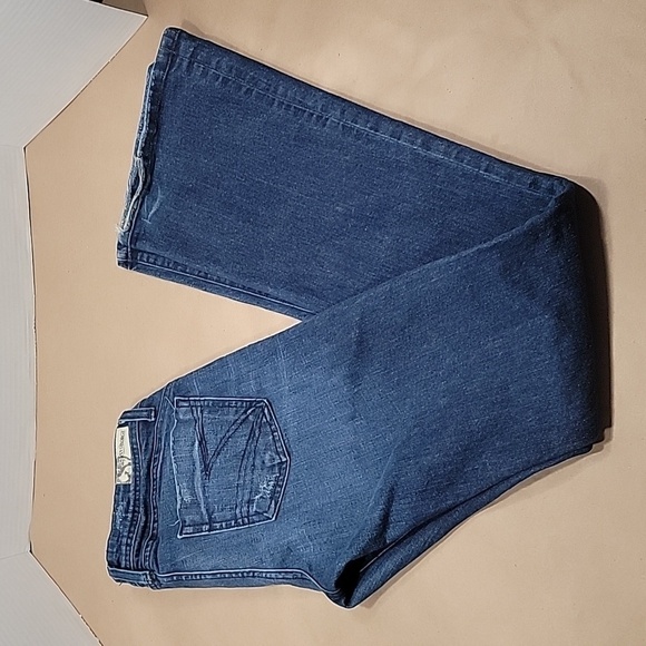 Dylan George "Alexandra" Flare Jeans Size 26 Distressed Low Rise, Med-Dark Wash - Picture 1 of 13